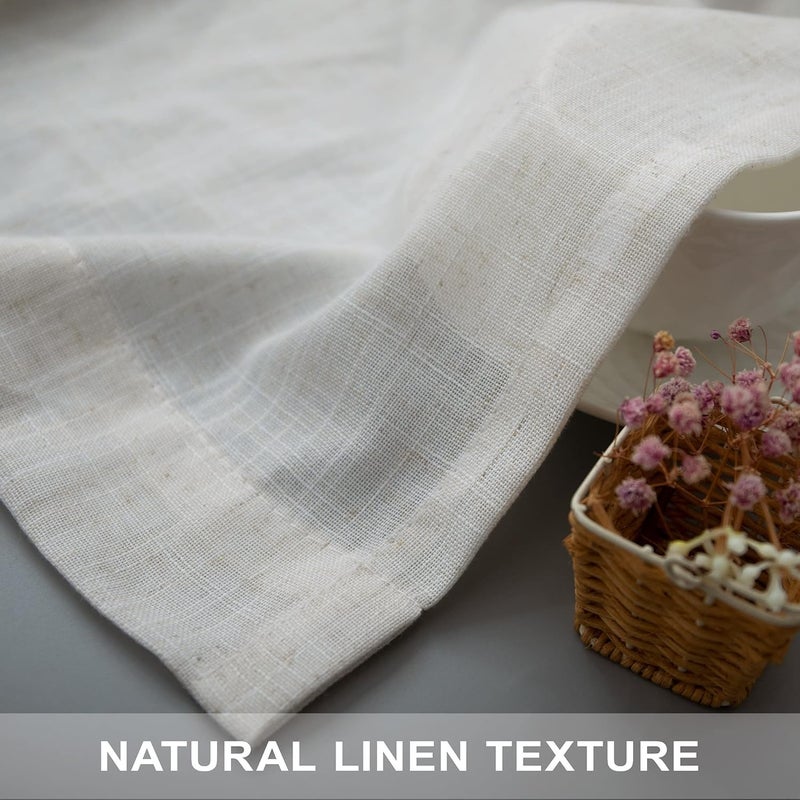 Pitalk Natural Linen Window Valance for Kitchen 3 Inch Rod Pocket Semi Sheer Light Filtering Boho Rustic Farmhouse Cream Valance Curtain Topper for Bedroom Living Room Dining Bathroom 18 Inch Length Ivory - Image 5